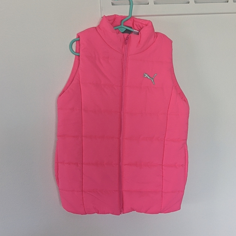 Puma Girls Neon Pink Puffer Vest